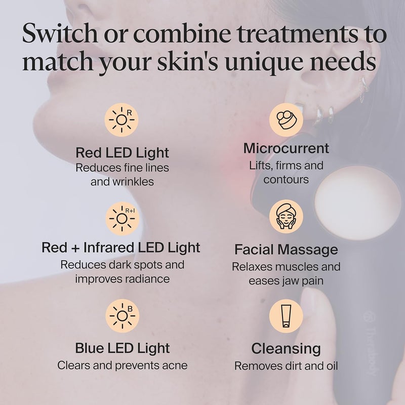 TheraFace PRO | 6-in-1 Facial Skin Care Percussive Therapy Massage - Microcurrent - Blue & Red LED from Therabody - Image 5