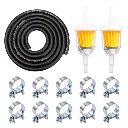Tanbupu 14 Inch 6MM ID Fuel Line Hose Kit 2m6ft Hose 2 x 516 Inline Filters with Magnet 10 x Adjustable Mini Clamps 71612 for conveying gasoline E85 diesel and biodiesel - Image 1