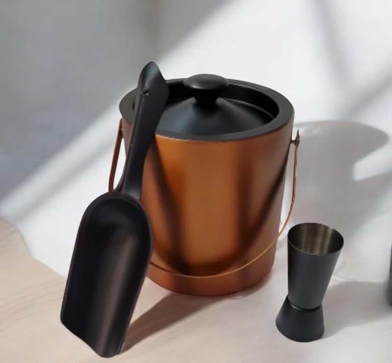 Nooks Stainless Steel Insulated Ice Bucket (1.5Litre) with Ice Scope and with Peg Measure (60ml-30ml) | Keeps Ice Cold for 6 h | Great bar Tools for Home bar Accessories, Mini bar, Wine (Medium) - Image 1