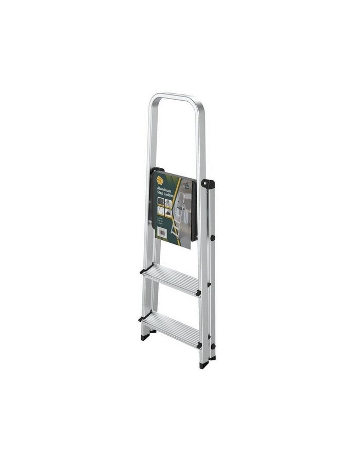 HoneyBee 3-Step Aluminium Foldable Step Ladder Silver and Black 103 x 57 x 38 cm WK4026-3 - Image 1