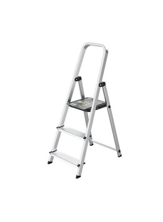 HoneyBee 3-Step Aluminium Foldable Step Ladder Silver and Black 103 x 57 x 38 cm WK4026-3 - Image 2