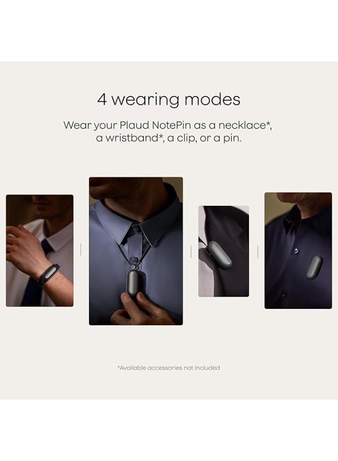 بلود مسجل الصوت Plaud NotePin، مسجل صوت بتقنية الذكاء الاصطناعي، تحكم عبر التطبيق، مدوّن ملاحظات بتقنية الذكاء الاصطناعي، نسخ وتلخيص بتقنية الذكاء الاصطناعي، يدعم 112 لغة، ذاكرة 64 جيجابايت، مسجل صوت للمحاضرات والاجتماعات، لون رمادي كوني - Image 2