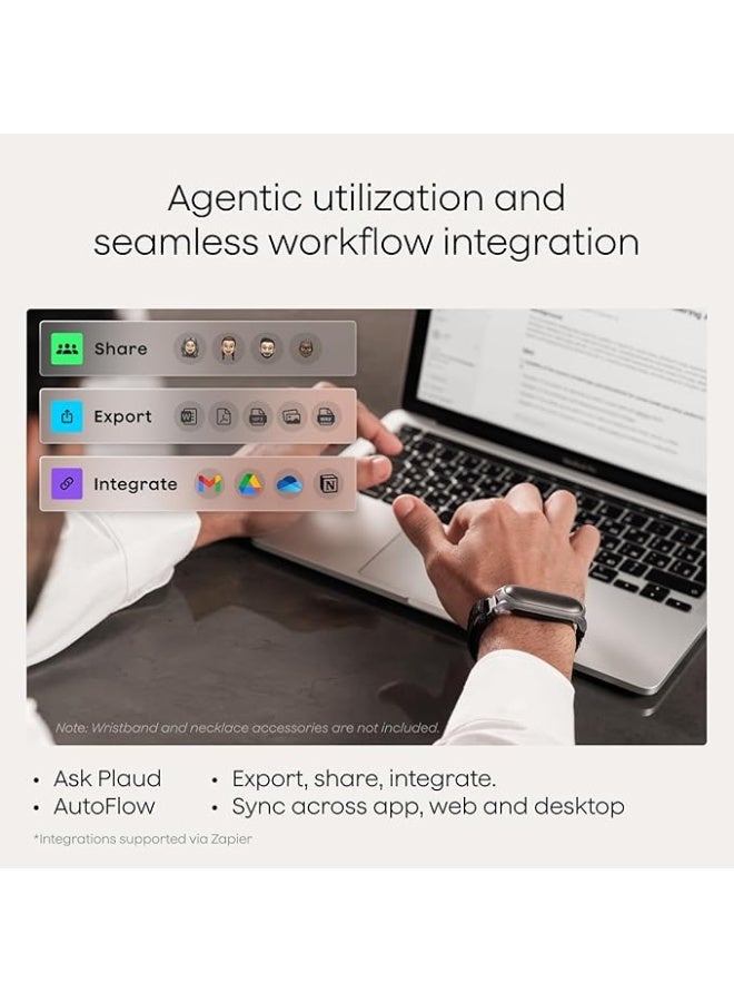 بلود مسجل الصوت Plaud NotePin، مسجل صوت بتقنية الذكاء الاصطناعي، تحكم عبر التطبيق، مدوّن ملاحظات بتقنية الذكاء الاصطناعي، نسخ وتلخيص بتقنية الذكاء الاصطناعي، يدعم 112 لغة، ذاكرة 64 جيجابايت، مسجل صوت للمحاضرات والاجتماعات، لون رمادي كوني - Image 4