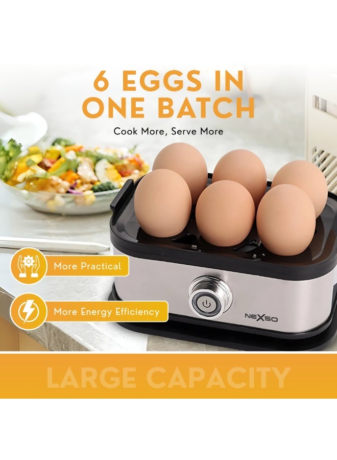 Nexso Square Egg Boiler Electric Steamer - 1 to 6 Eggs, Stainless Steel & Food-Grade PP Plastic, Multi-Function Hard Boiled Egg Cooker for Soft, Medium, & Hard Boiled Eggs, 200W, Compact Design - Image 3