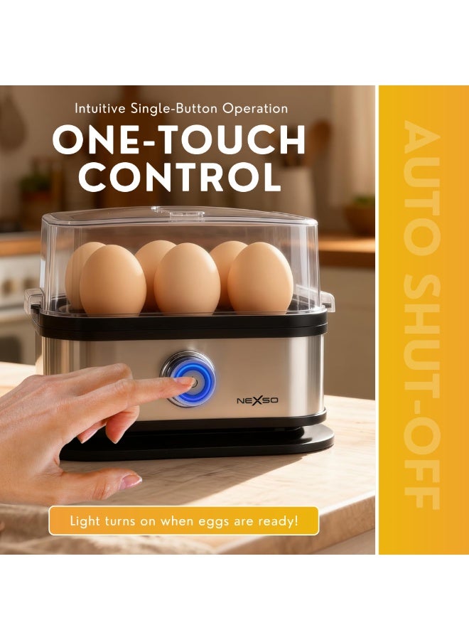 Nexso Square Egg Boiler Electric Steamer - 1 to 6 Eggs, Stainless Steel & Food-Grade PP Plastic, Multi-Function Hard Boiled Egg Cooker for Soft, Medium, & Hard Boiled Eggs, 200W, Compact Design - Image 2