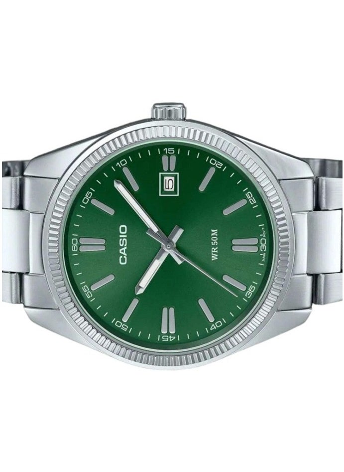 Casio Men's Watch - MTP-1302PD-3AVEF Green Dial, Silver Band - pzsku/Z905C79B97E9F4A699EDDZ/45/_/1734524828/ac2f9ad9-374d-4fc3-b810-0e9933e01428