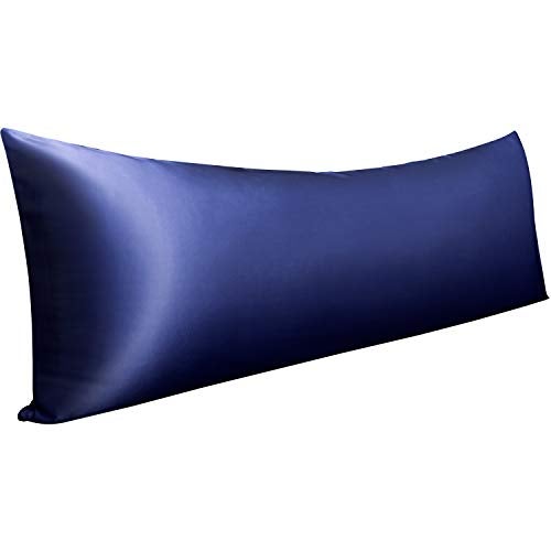 NTBAY Satin Body Pillowcase for Hair and Skin, Luxurious and Silky Pillow case with Envelope Closure, 20x54 Inches, Navy Blue - Image 1