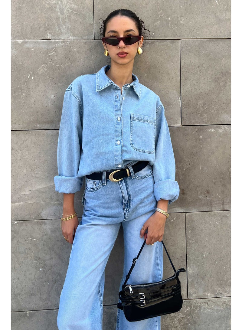 CIZARO Oversized - Denim Blue Mirage Shirt  - Image 1