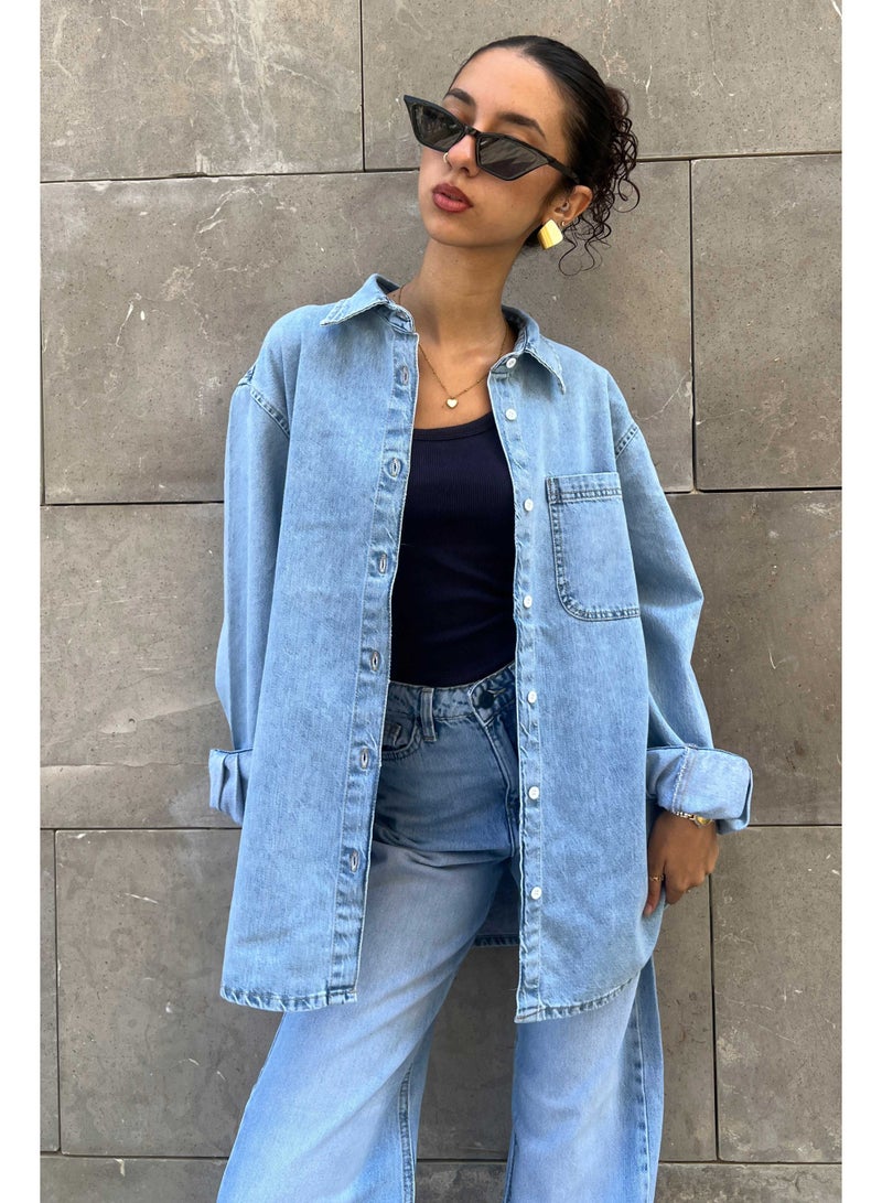 CIZARO Oversized - Denim Blue Mirage Shirt  - Image 2