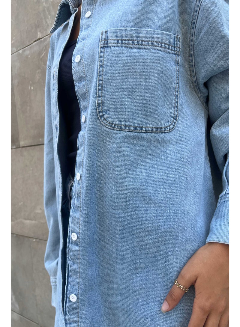 CIZARO Oversized - Denim Blue Mirage Shirt  - Image 5