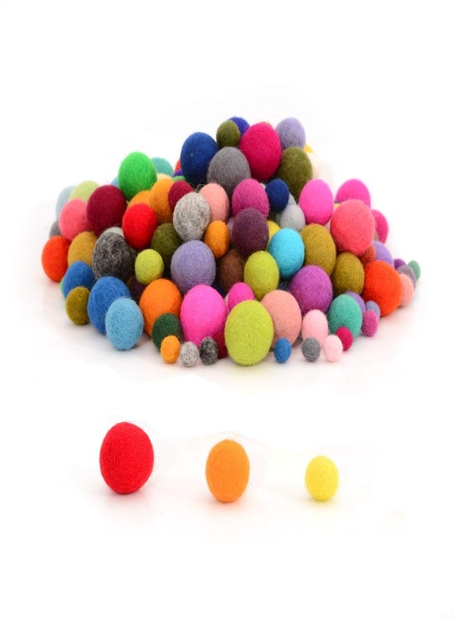 Glaciart One Felt Pom Poms, Wool Balls (120 Pcs) 3 Sizes: 1.5 cm, 2 cm & 2.5 cm, Handmade Felted 40 Color (Red, Pink, Blue, Orange, Yellow, White, Pastel & More),Bulk Small Puff for Felting &Garland - Image 1