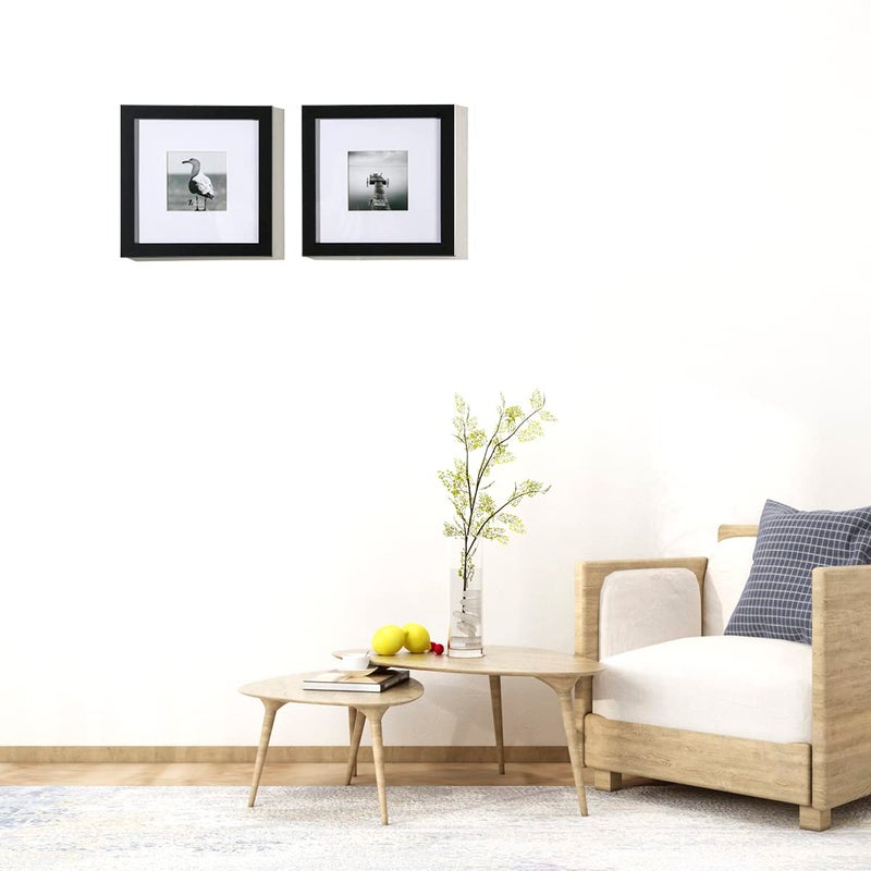 UMICAL 8x8 Picture Frames Set of 2 Display 6x6 or 4x4 Pictures with Mat or 8x8 Pictures without Mat Square Wood Black Photo Frames with HD Plexiglass for Tabletop Stand and Wall Mounting - Image 5