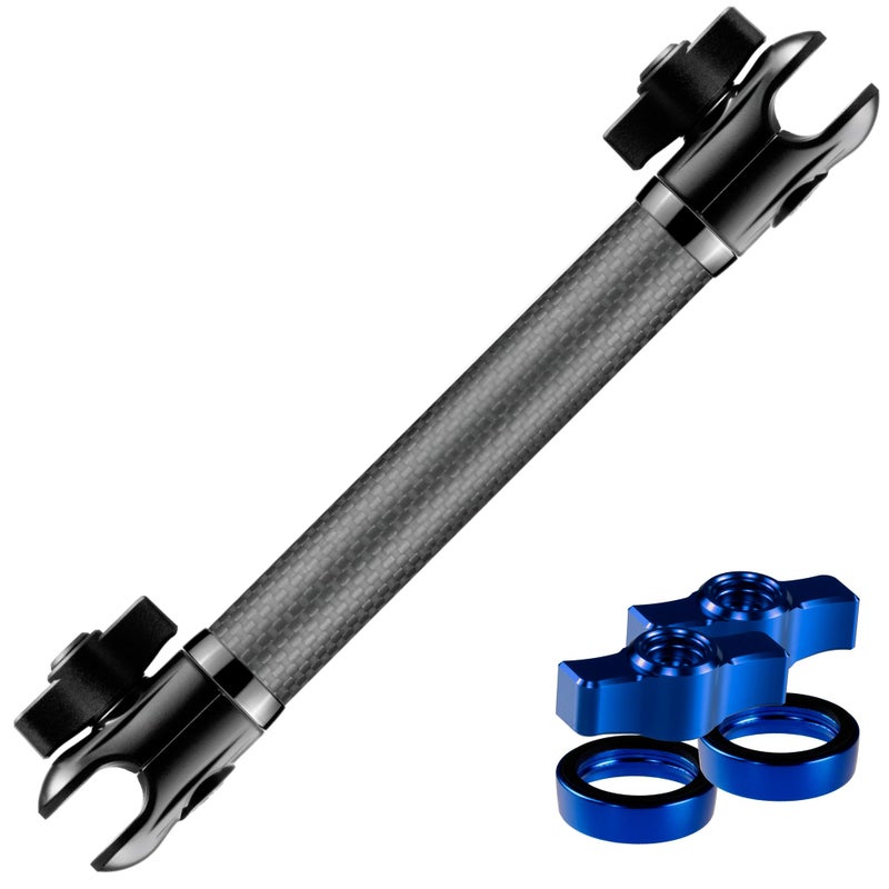 Tackform 9 Long 20mm Ball and Socket Arm DuraLock 20 Series Carbon Fiber Arm Dual 20mm Sockets with Optional AntiTheft Knobs Black with Blue Billet Accent Kit - Image 2