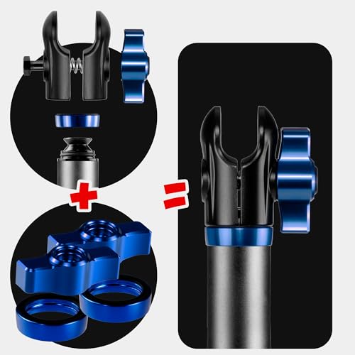Tackform 9 Long 20mm Ball and Socket Arm DuraLock 20 Series Carbon Fiber Arm Dual 20mm Sockets with Optional AntiTheft Knobs Black with Blue Billet Accent Kit - Image 3