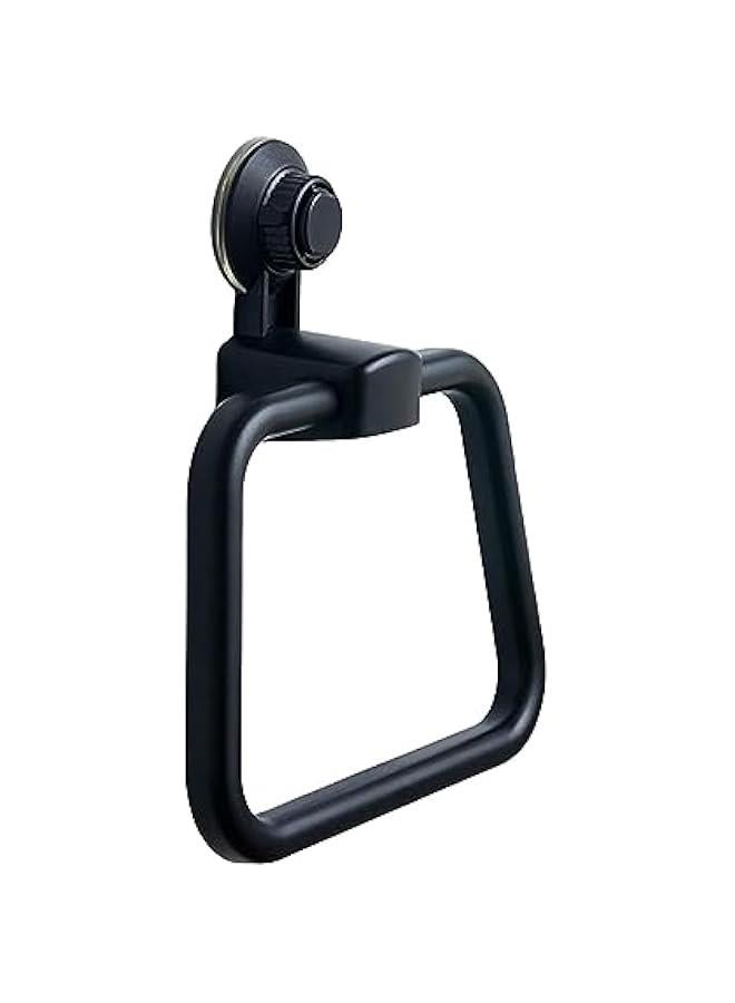 Suction Cup Towel Rings, Hanging Towel Rack, Washcloth Wall Mount Hand Towel Holder for Kitchen, Black - Image 1