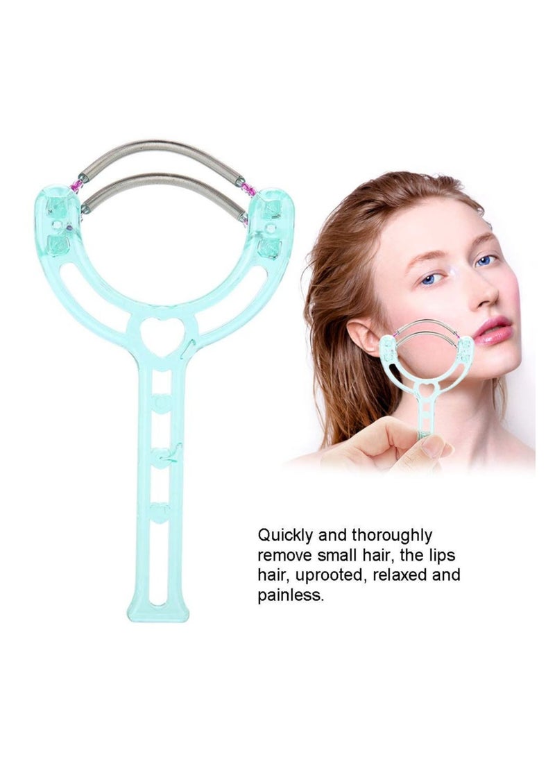 Facial Hair Remover, Portable Face Lips Hair Removal Plastic Spring Device Beauty Tool for Women & Men Hair Removal Spring Threading Epilator Face Facial Hair Removal Stick (Green)