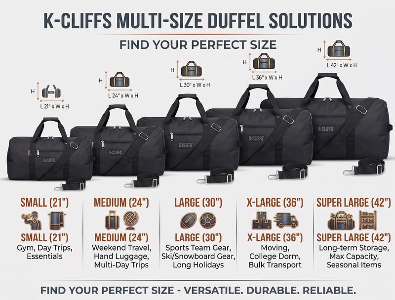 K-Cliffs Heavy Duty Cargo Duffel Large Sport Gear Drum Set Equipment Hardware Travel Bag Rooftop Rack Bag (21" x 10" x 9", Black) - Image 4