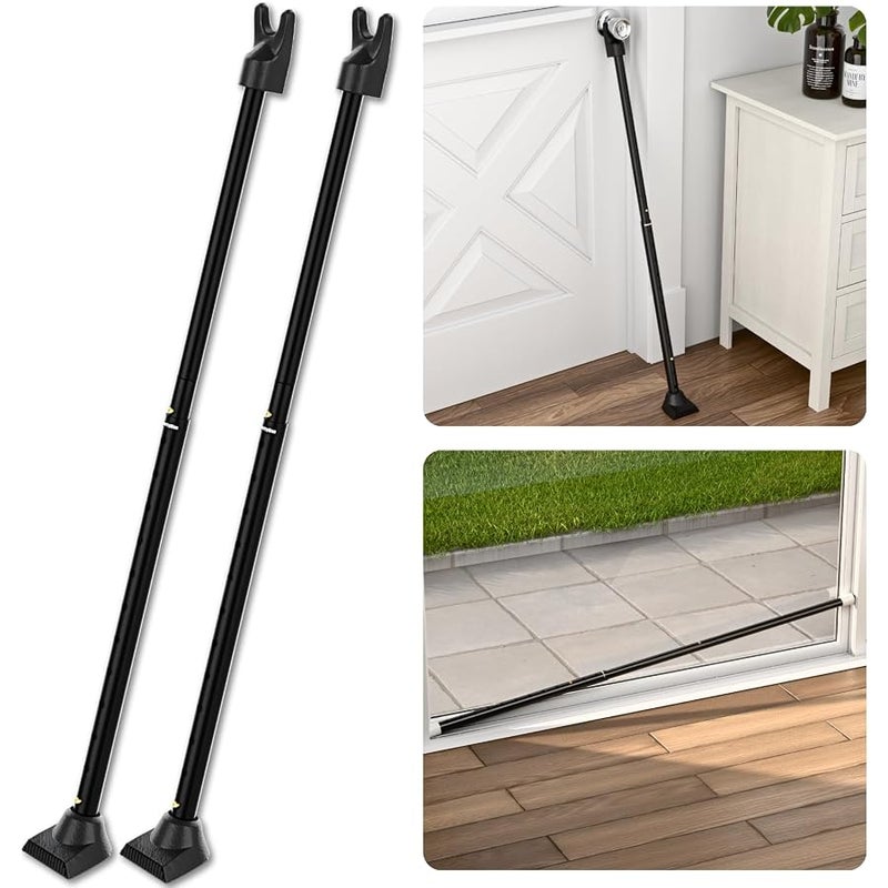 Securityman 2-in-1 Door Security Bar & Sliding Patio Door Security Bar (2 Pack) via Interchangeable Caps - Constructed of High Grade Iron - Black - Image 1