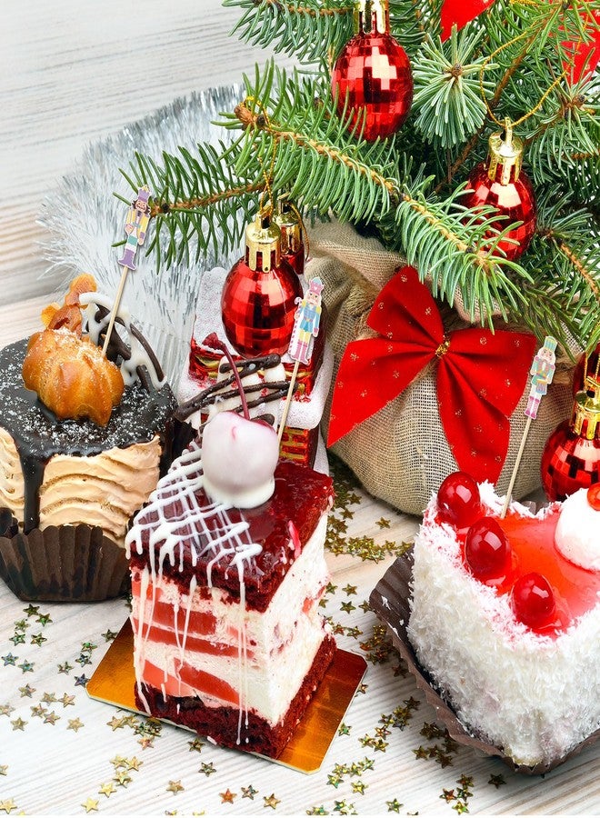 JarThenaAMCS 300Pcs Christmas Nutcracker Cocktail Picks 6 Design Pink Xmas Toothpicks Long Cocktail Appetizer Skewer for Fruit Drink Dessert Party Supplies - Image 5