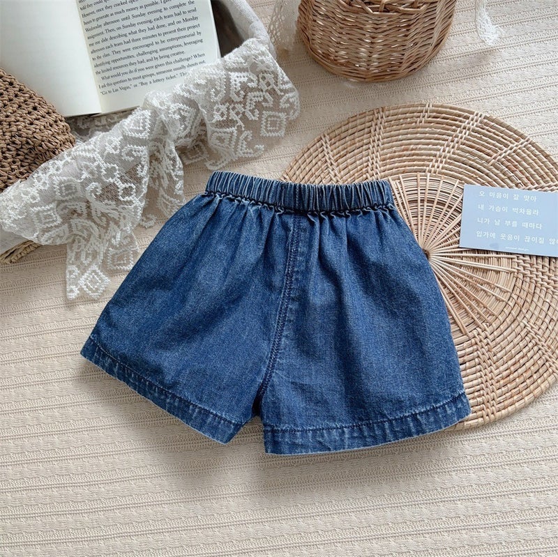 Korean Style Baby Clothes 2024 Summer New 1-3 Years Old Baby Boy Cotton Two-Piece Thin Class A Outfit k dark blue [shorts]]