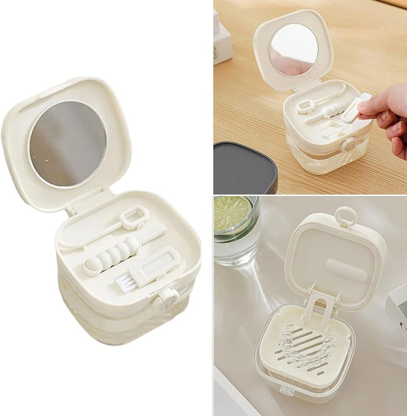 Grey Retainer Case for Dentures and Aligners Secure Locking Dental Storage Container - Image 3