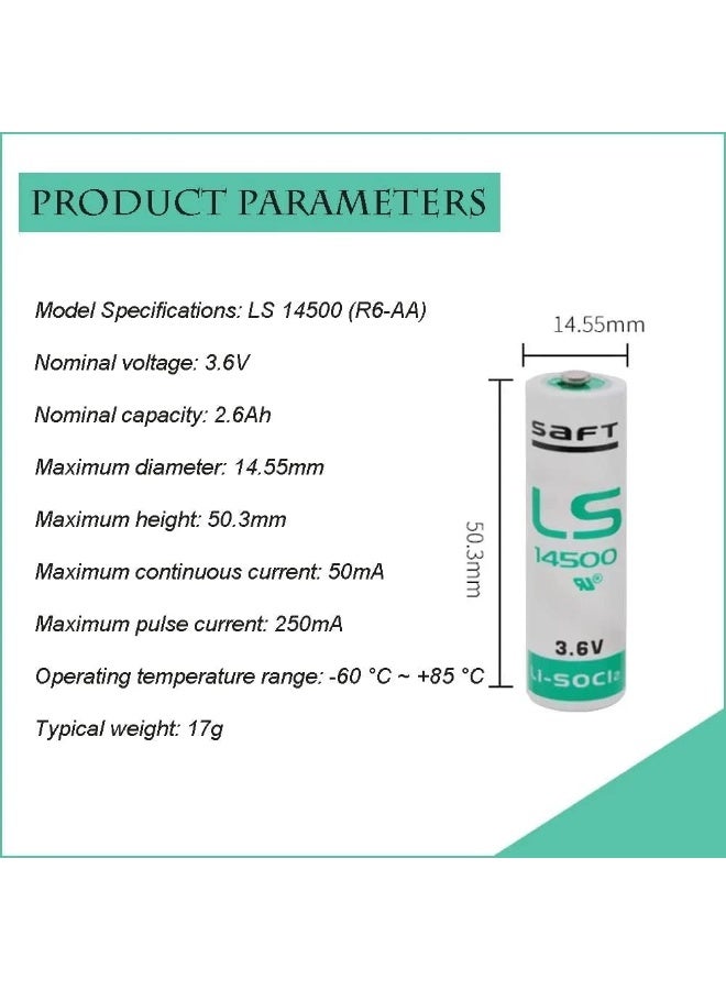 SAFT LS14500 3.6V AA Lithium Battery | Li-SOCl₂ Primary Cell | Long-Life Industrial Battery - Image 3