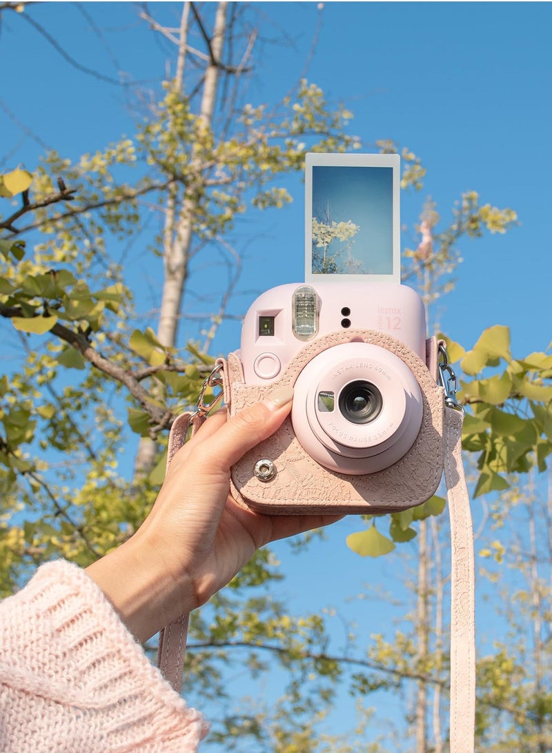 PU Leather Protective Case for Fujifilm Instax Mini 12/Polaroid Mini 12 Instant Camera, Light Pink, Removable with Adjustable Shoulder Strap. Perfect for On-the-Go Photography! - Image 3