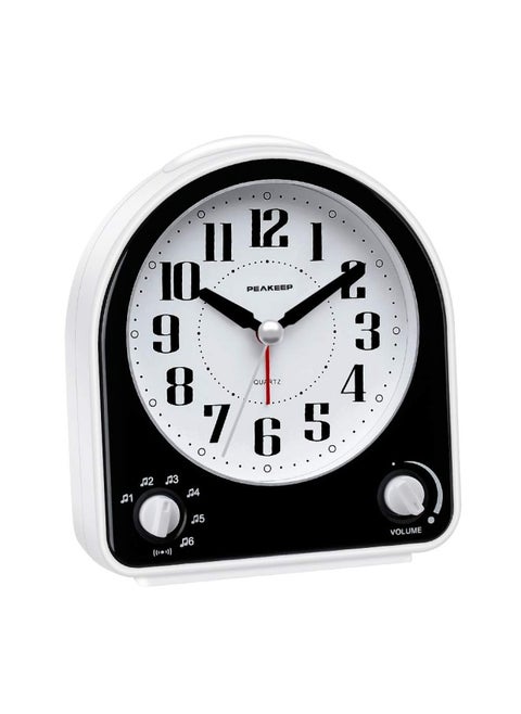 Peakeep Non Ticking Silent Alarm Clock Optional 7 Wake Up Sounds With Volume Control Nightlight And Snooze Aa Battery Operated And Included Black