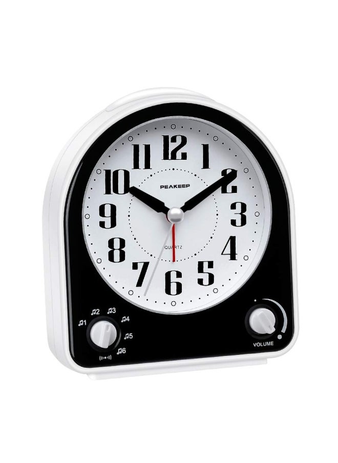 Peakeep - Peakeep Non Ticking Silent Alarm Clock Optional 7 Wake Up Sounds With Volume Control Nightlight And Snooze Aa Battery Operated And Included Black - Image 1