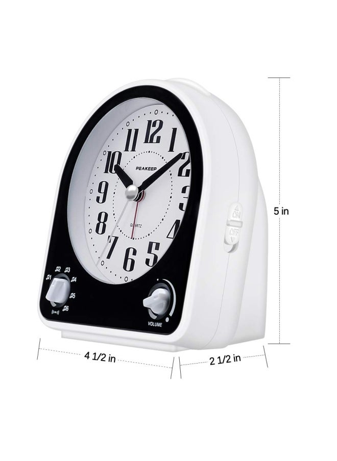 Peakeep - Peakeep Non Ticking Silent Alarm Clock Optional 7 Wake Up Sounds With Volume Control Nightlight And Snooze Aa Battery Operated And Included Black - Image 1