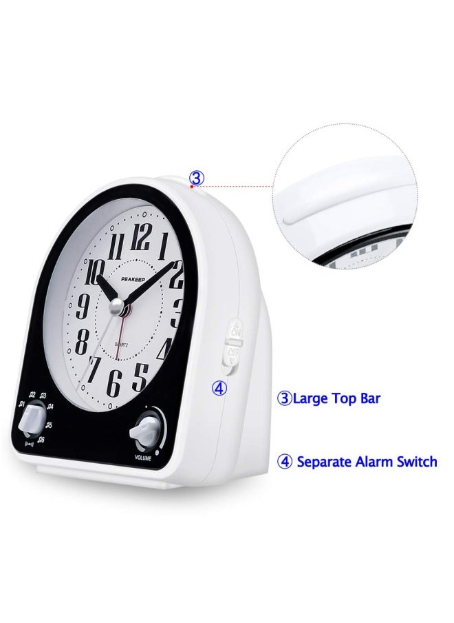 Peakeep - Peakeep Non Ticking Silent Alarm Clock Optional 7 Wake Up Sounds With Volume Control Nightlight And Snooze Aa Battery Operated And Included Black - Image 1