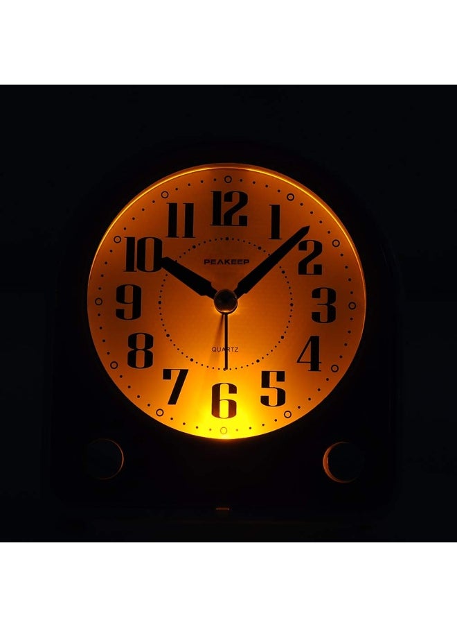 Peakeep - Peakeep Non Ticking Silent Alarm Clock Optional 7 Wake Up Sounds With Volume Control Nightlight And Snooze Aa Battery Operated And Included Black - Image 1