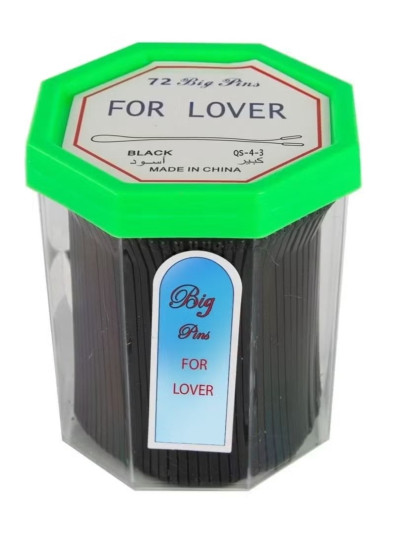 FOR LOVER Bobby Pins Set Black Big 72pcs (Color may vary)