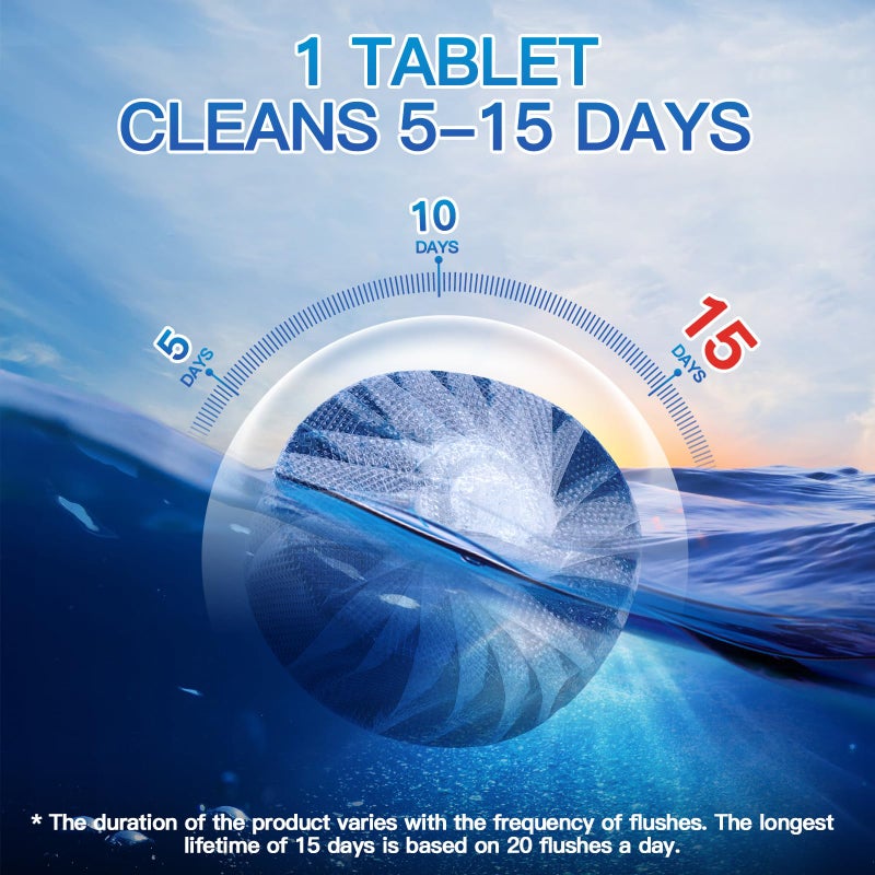 Vacplus Automatic Toilet Bowl Cleaner Tablets, Drop-In Tank Cleaner for Bathroom, Prevent Stains & Deodorize, Long-Lasting Cleaning Tabs, Easy-Use Freshener for Bowl & Tank, 50 Pack - Image 4
