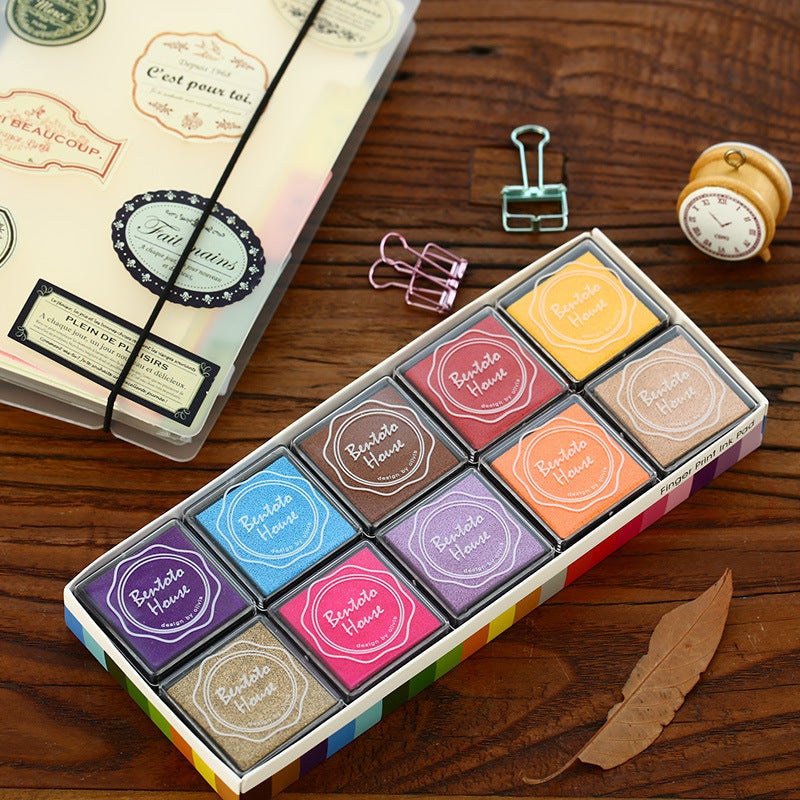 4 * 4Cm Finger Painting Color Inkpad Eraser Cute Children Teacher Seal Printing Table 20 Colors Suit - Image 3