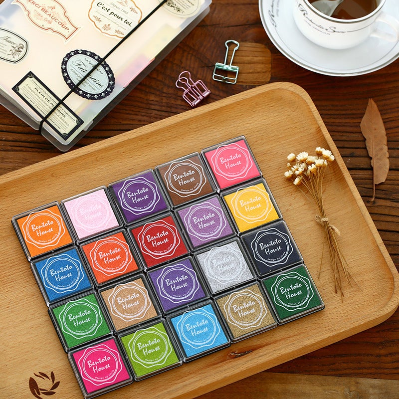 4 * 4Cm Finger Painting Color Inkpad Eraser Cute Children Teacher Seal Printing Table 20 Colors Suit - Image 4