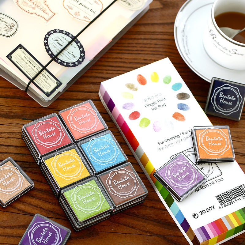 4 * 4Cm Finger Painting Color Inkpad Eraser Cute Children Teacher Seal Printing Table 20 Colors Suit - Image 5