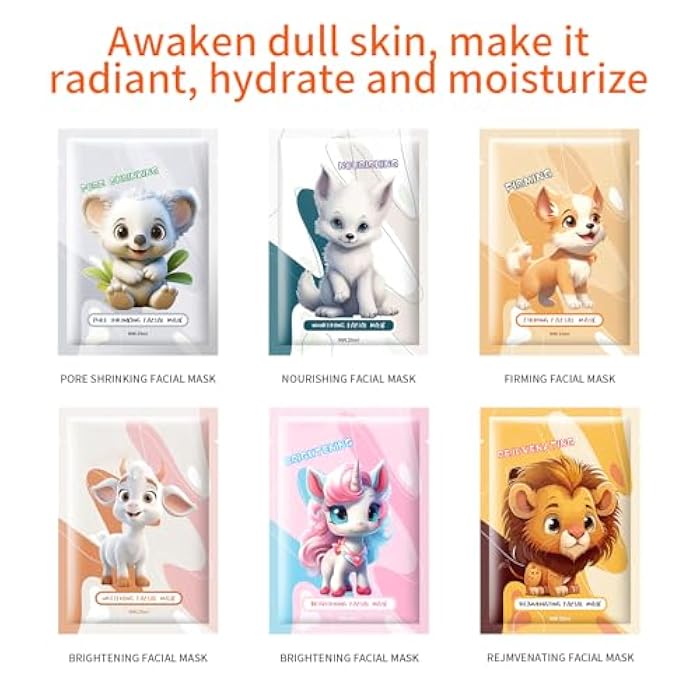 GUOYAOLIFU 10PCS Animal Face Masks Skincare Face Masks Spa Masks - Natural Ingredients Moisturizing and Protecting Delicate Skin for Winter - Image 2