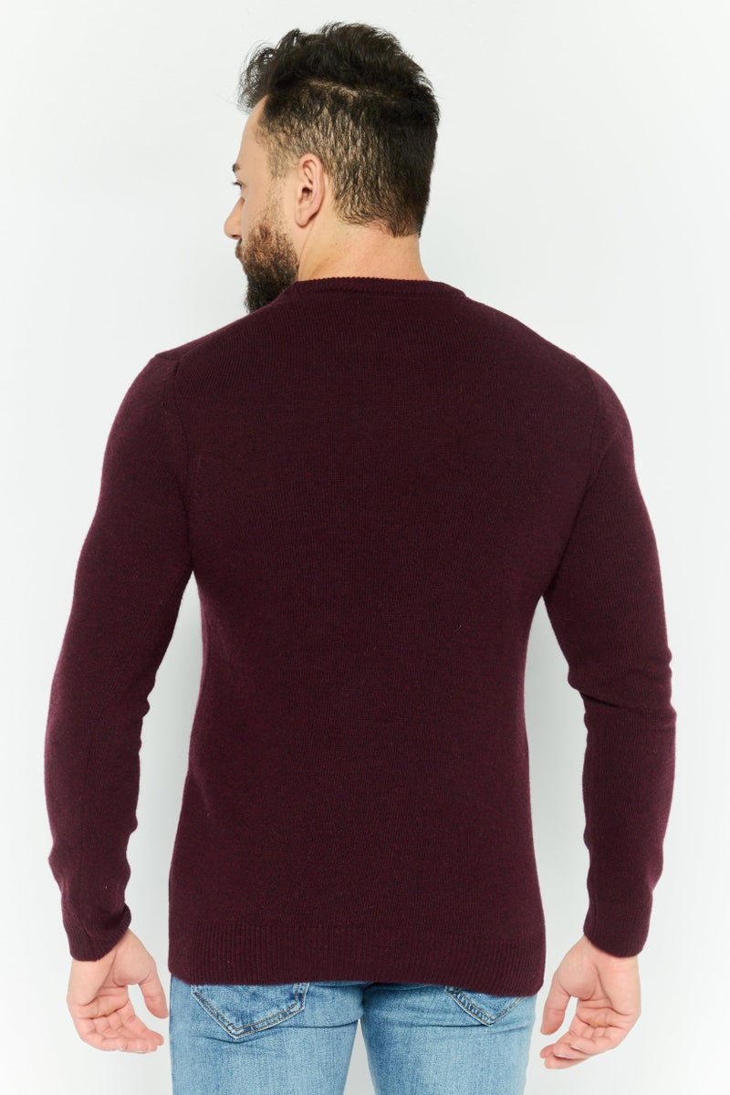 Lyle & Scott Men Crew Neck Long Sleeve Brand Logo Sweater, Maroon - Image 4