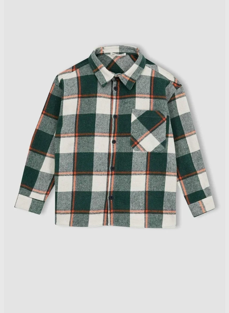 DeFacto Boy Oversize Fit Polo Neck Woven Long Sleeve Shirt
