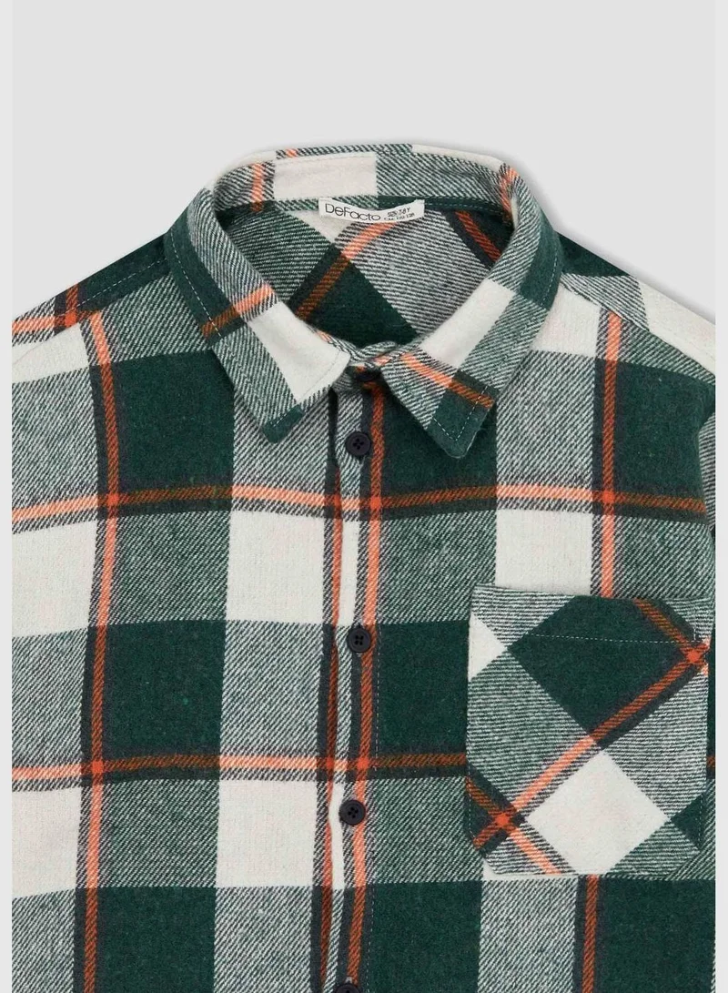 DeFacto Boy Oversize Fit Polo Neck Woven Long Sleeve Shirt