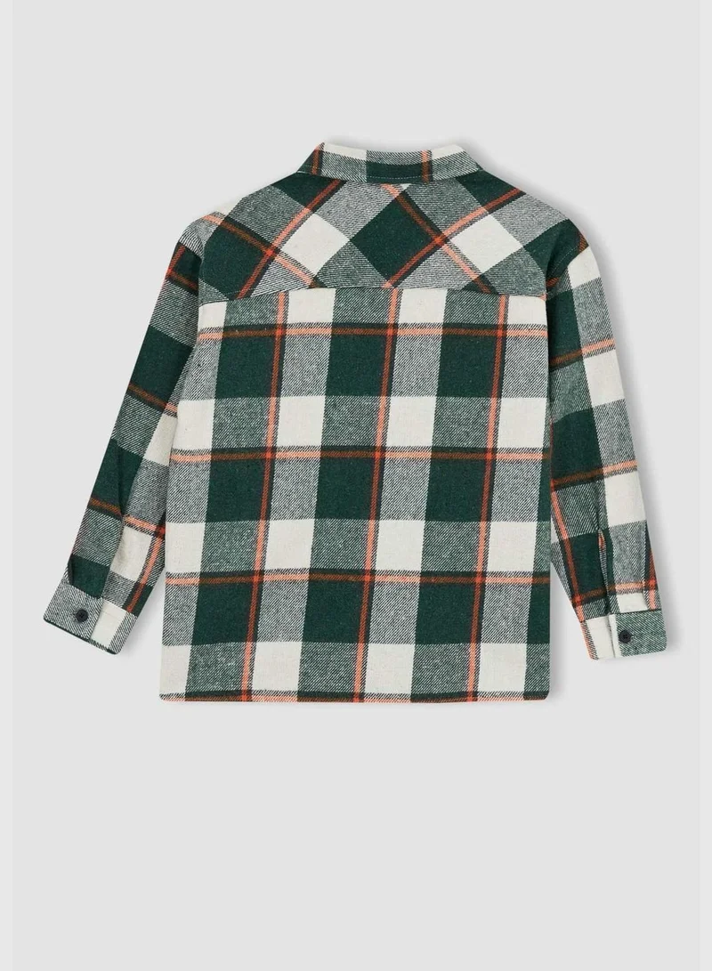 DeFacto Boy Oversize Fit Polo Neck Woven Long Sleeve Shirt