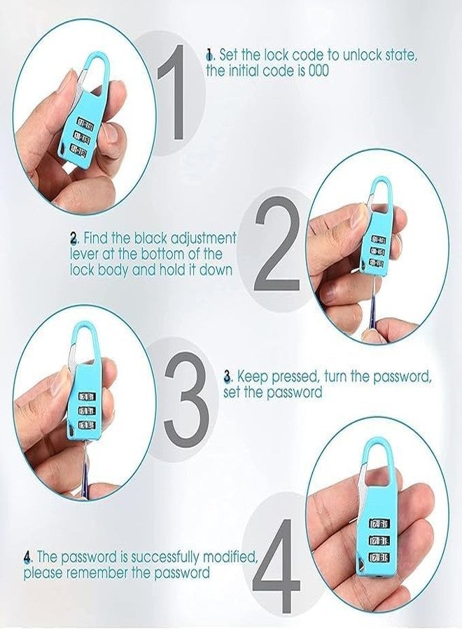 PIXORA 3 Digit Combination Padlock, Resettable Password Lock for Luggage, Suitcase, Bag, Travel Security, Pack of 1 - Image 2