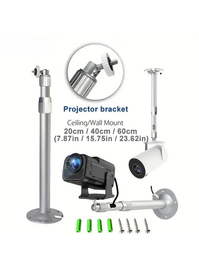 Projector Ceiling Wall Mount Bracket Retractable Lift System Heavy Duty Aluminum Alloy Fixed Length 7 87 Inch Adjustable Height Projector Compatible with 1 4 Screws Office Theater Desk Mount for Portable Projectors - Image 1
