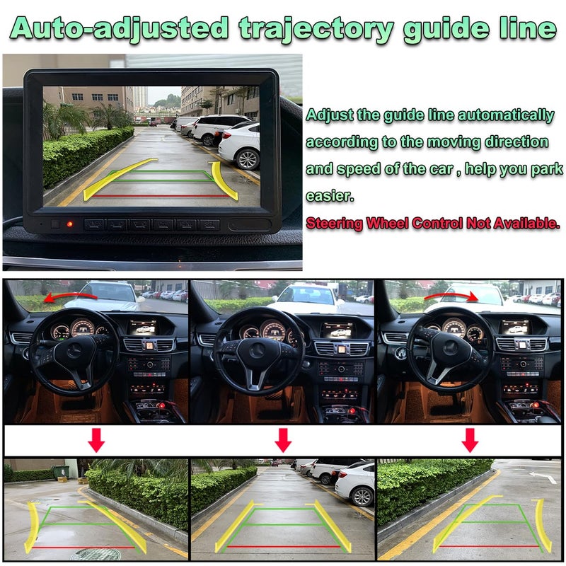 GreenYi Car Backup Camera with Dynamic Trajectory Guide Line, GreenYi AHD1080P Reverse Rear View Cam, Adjustable Fisheye Lens, Night Vision Waterproof 170 Degree Wide View - Image 2