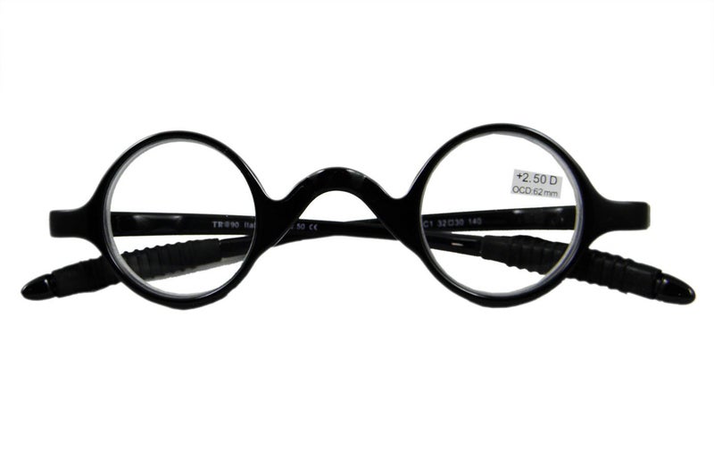Circleperson Men Women Reading glasses reader geek small round 32-30-140 (Black, 2.5) - Image 4