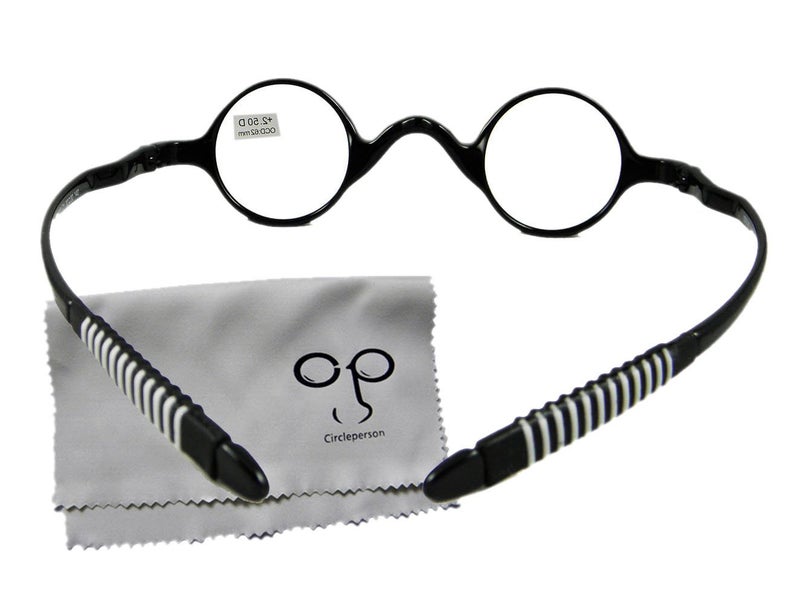 Circleperson Men Women Reading glasses reader geek small round 32-30-140 (Black, 2.5) - Image 3