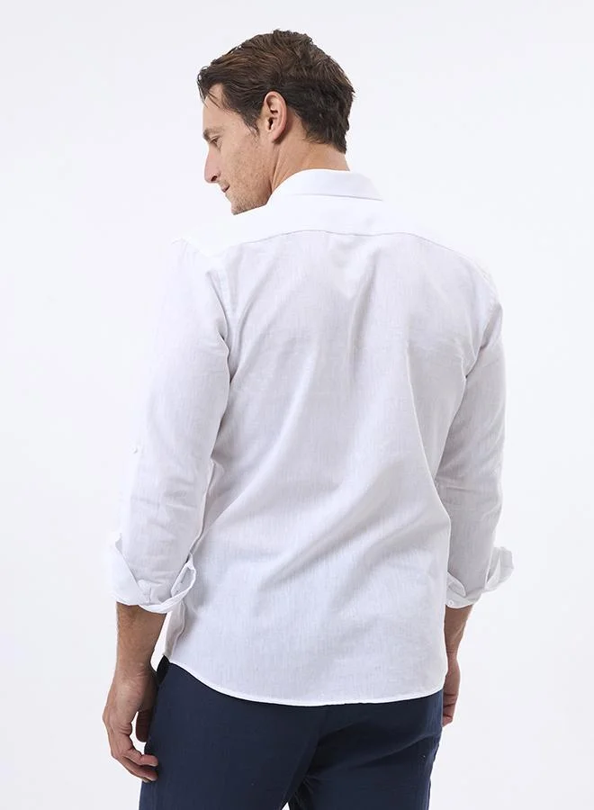 FELIX HARDY White Linen Blend Shirt for Men | Best Price UAE