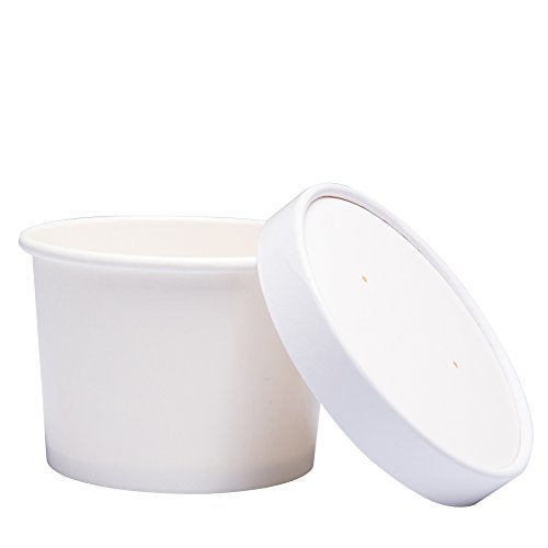 Belinlen Paper Ice Cream Cups with Lids HotCold Soup Cups White 40 12 oz