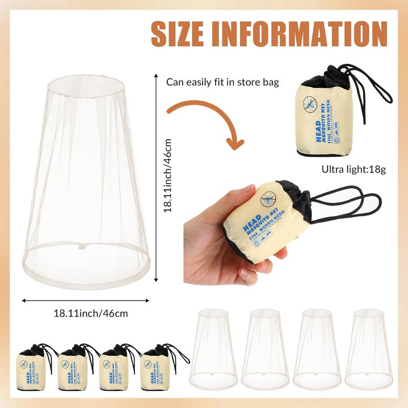 Hestya 6 Pack Mosquito Head Net Bug Head Net Insects Mesh Head Net for Outdoor Face Neck Head Protecting - Image 3